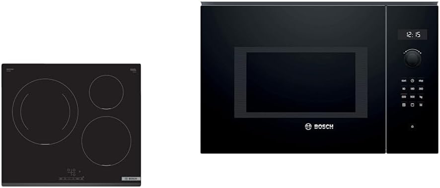 Bosch PUJ631BB5E TouchSelect - Encimera inducción encastrable, 60 cm, 3 zonas, zona de 28 cm, Ser. Círculo, Bisel delantero, negro
