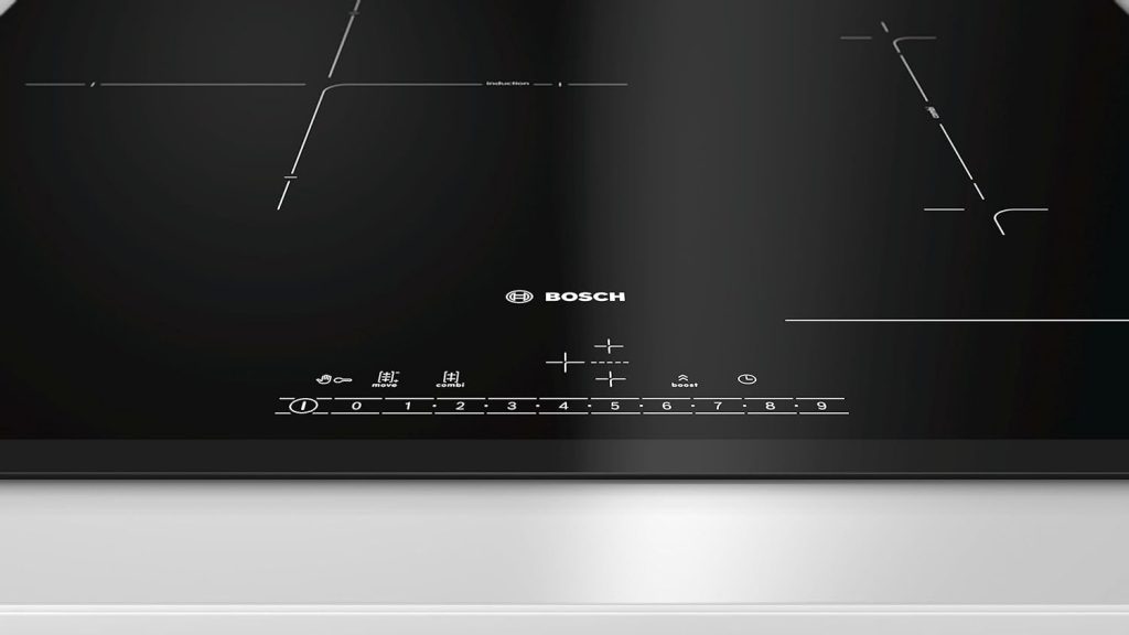 Bosch PUJ631BB5E TouchSelect - Encimera inducción encastrable, 60 cm, 3 zonas, zona de 28 cm, Ser. Círculo, Bisel delantero, negro