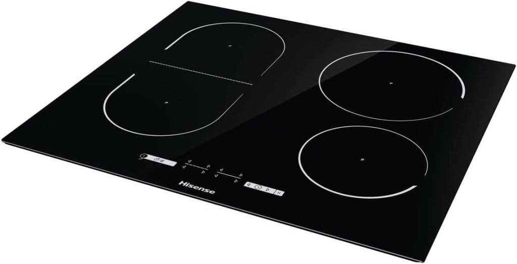 Hisense I6433C7 - Placa de cocción de inducción, 4 zonas de cocción con función de puente, función Power Boost, temporizador de cocción, negro, 595 x 58 x 520 mm