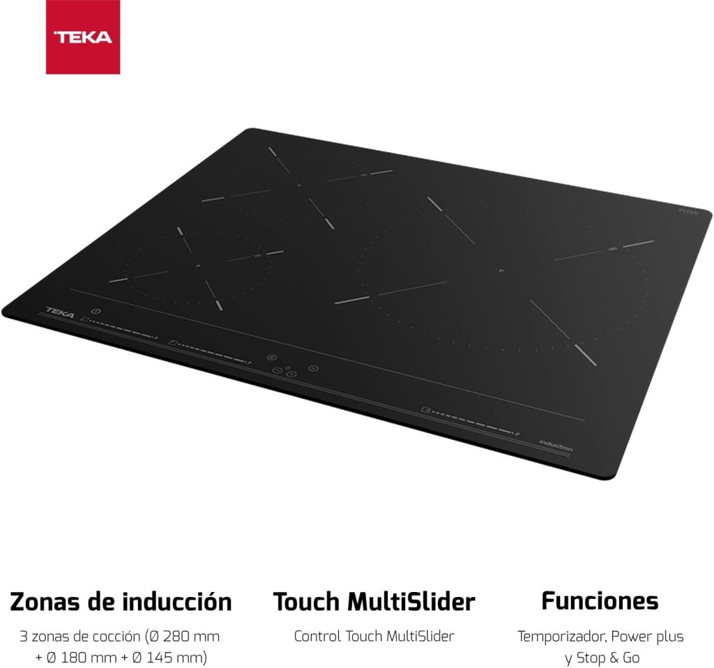 Teka IBC 63010 MSS - Placa Inducción 3 Fuegos, Placa Inducción 60cm, Fácil de Instalar, con Sistema Touch Control Multislider, Color Negro           [Clase de eficiencia energética A]